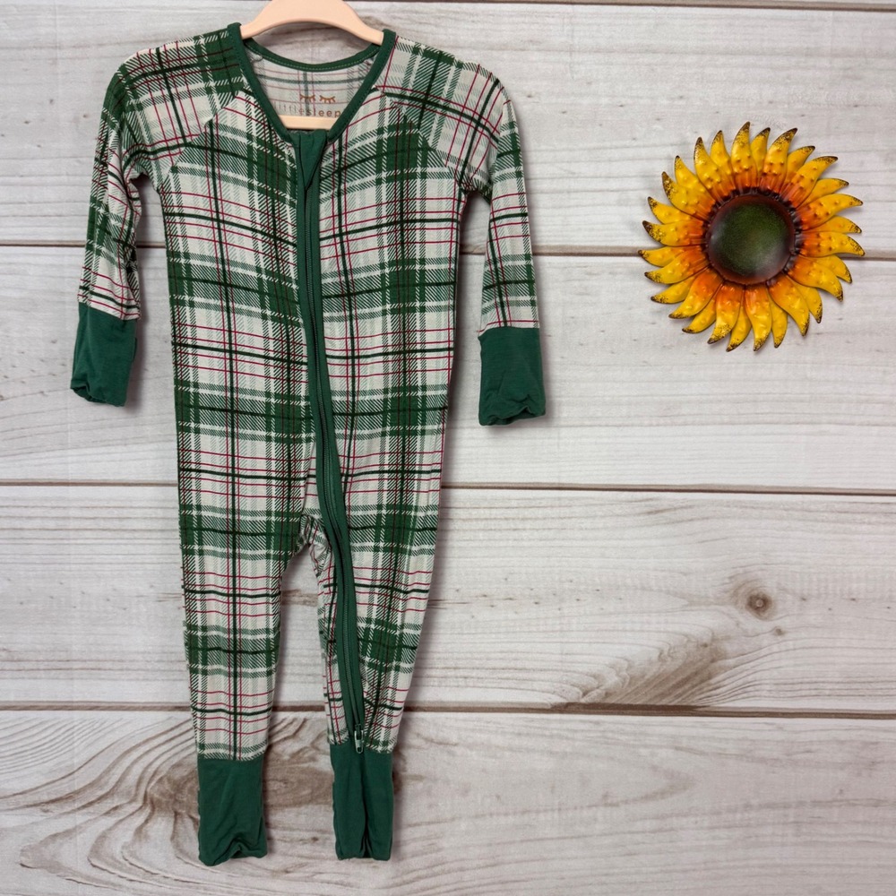Little‎ Sleepies Noel Plaid Convertible Zippy Pajamas 0-3 Months